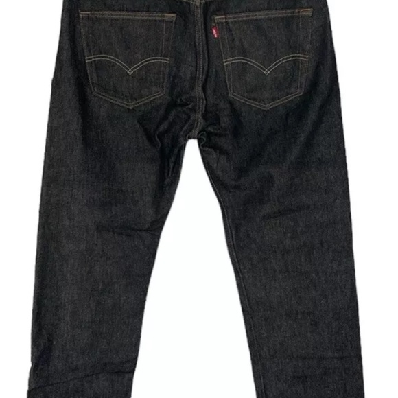 LEVIS 501 Mens Size 36x32 Classic Straight Leg Button Fly Dark Wash Denim Jeans - Picture 2 of 9